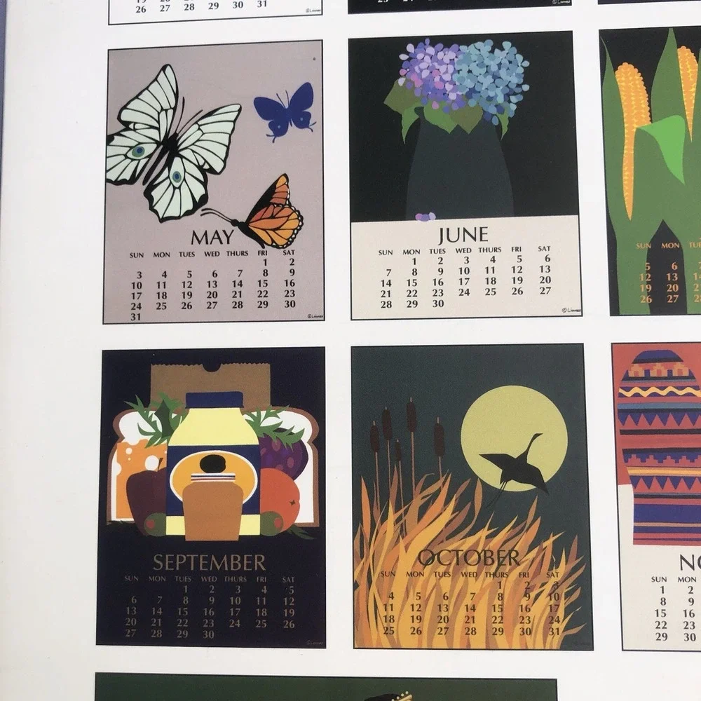 LINNEA POSTER CALENDAR for year 1992 - Can Be Reused 2048 Complete Leap Year